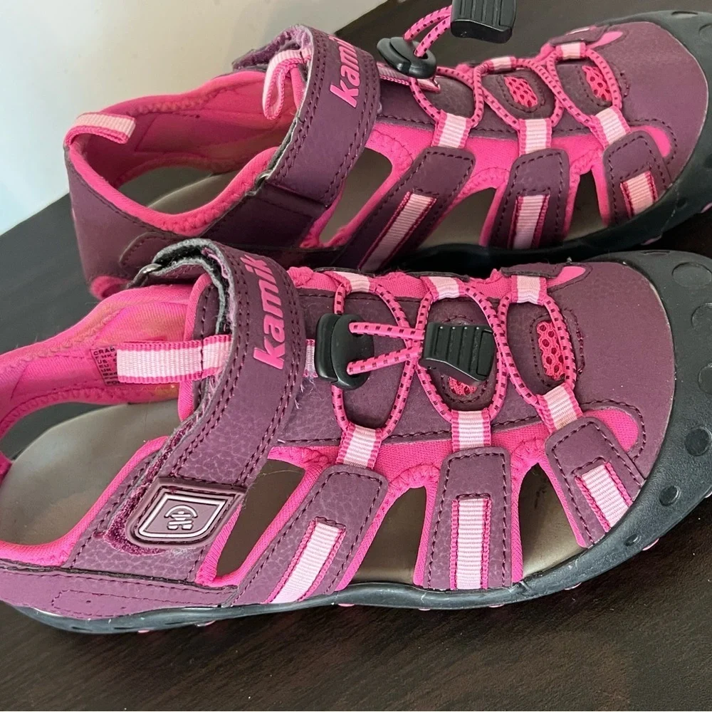 Kamik Pink and Purple Sandals with Adjustable Straps
